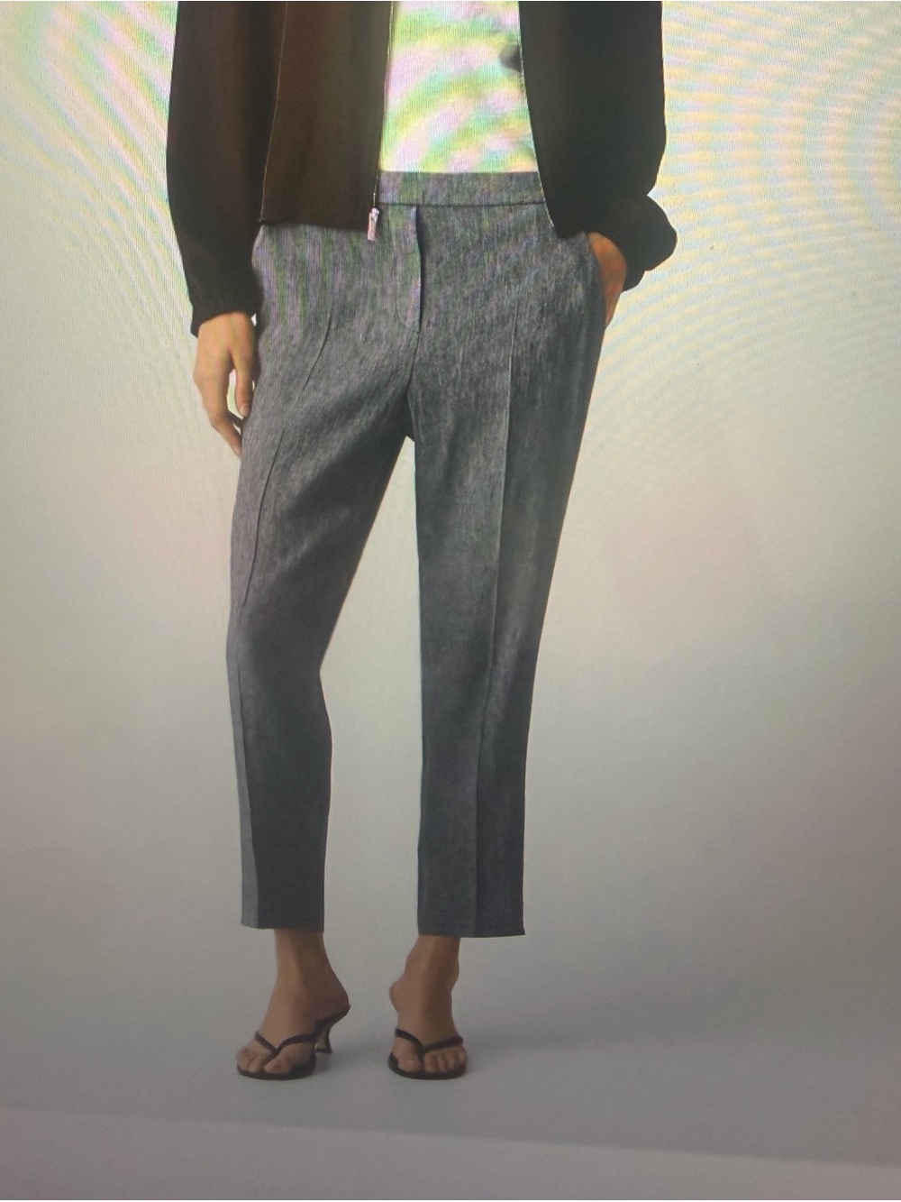THEORY TREECA Pull-on Pant in textured linen